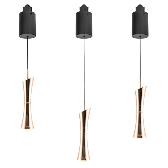 FSLiving 7W Adjustable Levitate Track Pendnat Light H-Type Retractable Lift Pendnat Light with Modern Aluminum Shade Indoor LED Light Adjustable Wire Lamp for Kitchen Island,Gold - 3 Lights