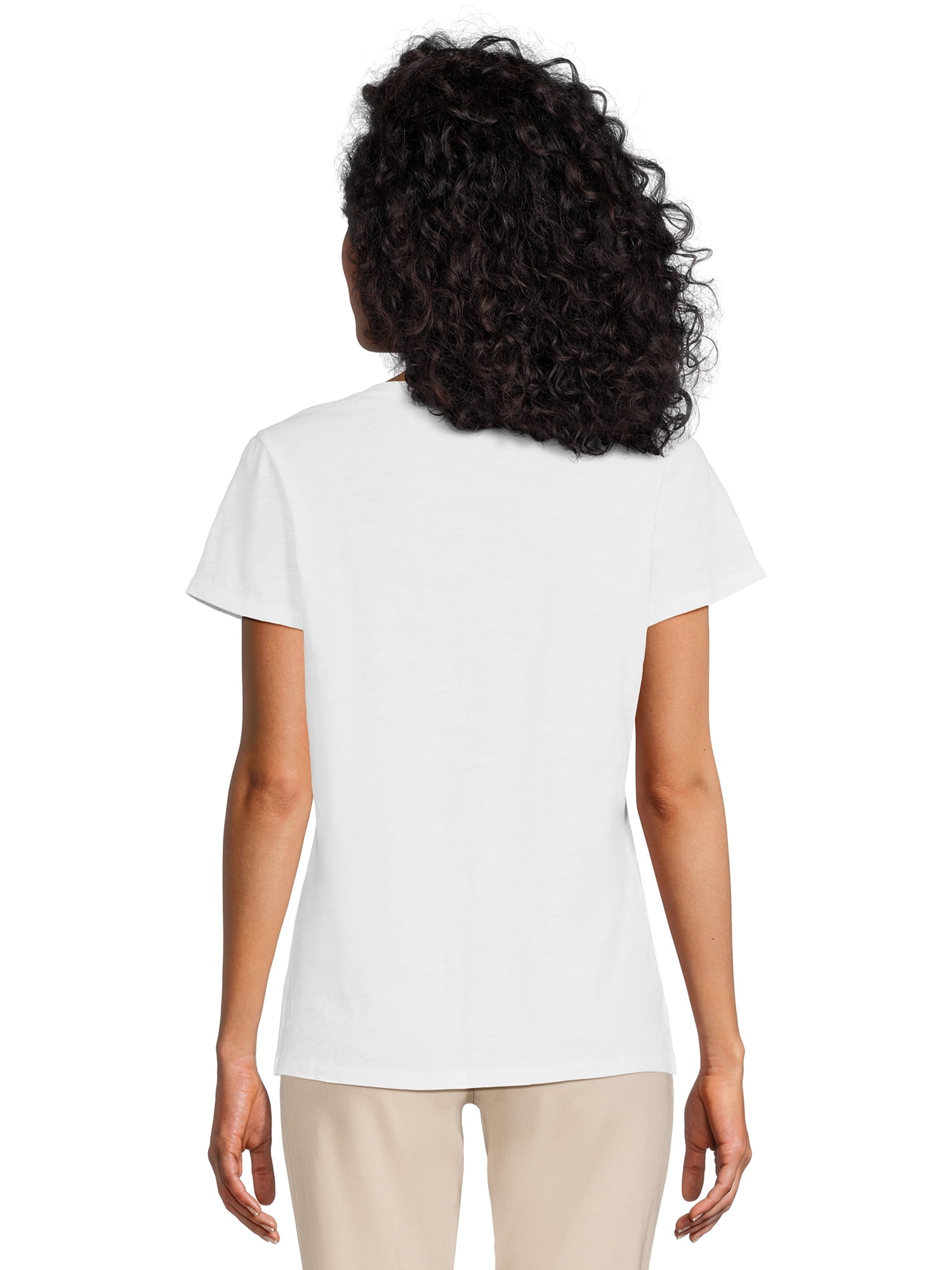 RealSize Women's Shirred V-Neck Tee with Short Sleeves, Sizes XS-3XL