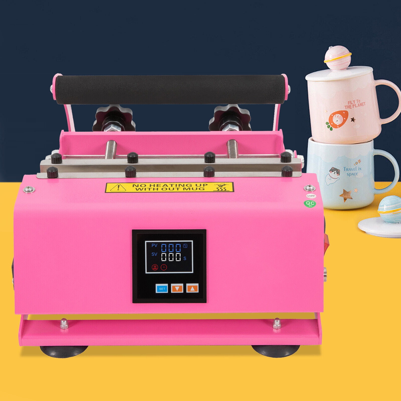 30OZ Mug Cup Jar Heat Transfe,Tumbler Heat Press Machine,Pink,500W