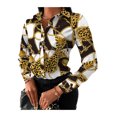 thumbnail image 1 of VISgogo Mujeres Retro Tops, Manga Larga Solapa Cuello Cadena / Floral / Letras / Cuadrado Estampado Primavera Otoño Fiesta Casual Blusa VISgogo moda, 1 of 5