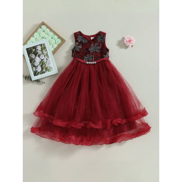GXFC Little Girls Ball Gown Princess Dress 3T 4T 5T 6T 7T 8T 10T Kids Girls Sleeveless Tree Tulle Dress for Big Girls Evening Formal Party