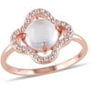 1-7/8 Carat T.G.W. Rose Quartz and White Topaz Rose Rhodium-Plated Sterling Silver Flower Halo Ring