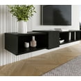 thumbnail image 3 of Belt 71" Wall Mounted Floating Entertainment Media Console Wood Black, 3 of 9