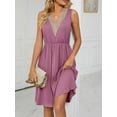 thumbnail image 4 of LAVA Women's V-Neck Midi Summer Dresses Bohemian Sleeveless Lace Stitch Dress (Purple, XL), 4 of 9