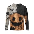 thumbnail image 5 of Satingcolo Halloween Patchwork Sweatshirts for Men Spooky Season Colorblock Crew Neck Pumpkin Face Graphic Print Sweatshirt Red S, 5 of 6