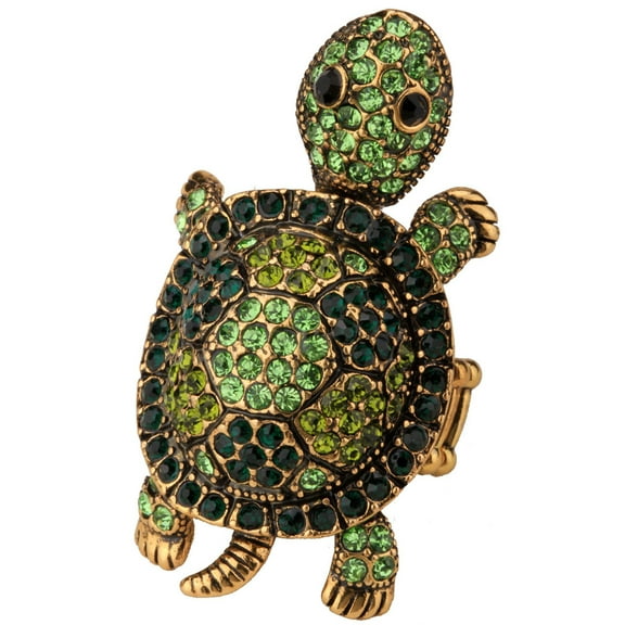 Wiggly Turtle Stretch Rings for Women Fit Finger Size 6.5 to 9 Rhinestone Silk Scarf Holders