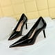 thumbnail image 3 of Zapatos de mujer minimalistas, delgados, clásicos, ultraaltos, con tacón de boca baja, puntiagudos, de cristal, lacados, de cuero, para banquetes, 3 of 5
