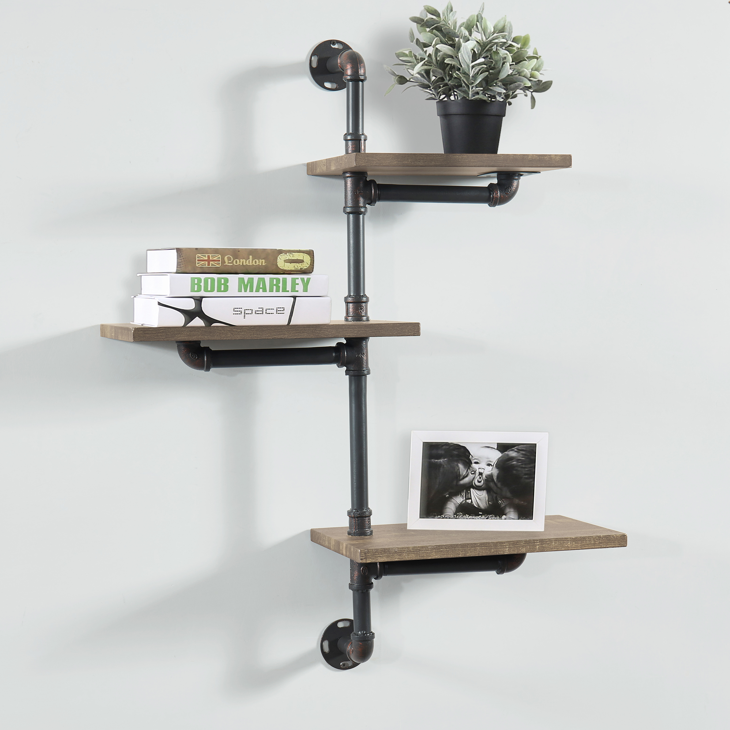 Furniture of America Austin 3-Tier Wall Shelf, Natural Tone