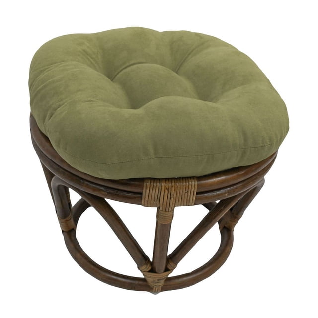 Cojín Ottoman International Caravan de ratán con microgamuza, color salvia