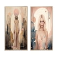 thumbnail image 2 of Designart "Graceful Free Spirit in Art Nouveau Style" Woman Avant-Garde Framed Wall Art Set Of 2 - Glam Pink Gallery Wall Frame Set For Home Decor, 2 of 6