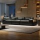 thumbnail image 2 of Living Room Tofu Block Top Layer Leather Big Black Cow Light Luxury Straight Row Sofa My Lux Decor Round, 2 of 29