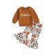 thumbnail image 1 of Ropa de otoño-invierno para niña, conjunto de sudadera con cuello redondo y pantalones acampanados con parches de calabaza, trajes de Halloween para niña pequeña, 1 of 7