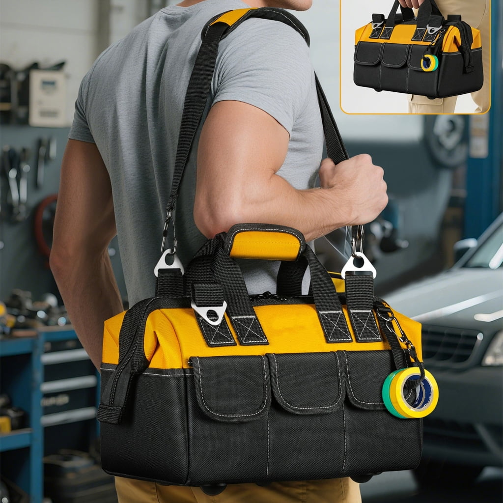 MOMOJIA Tool Bag Wide Mouth Tool Storage Bag Tool Organizer Bag Screwdriver Home
