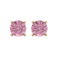 thumbnail image 3 of Clara Pucci 4Ct Pink Round Cut VVS1 Screw Back Stud 14k Solid hypoallergenic Gold Designer Earrings For April, 3 of 7