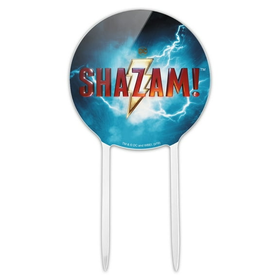 Acrylic Shazam! Movie Logo Cake Topper Party Decoration for Wedding Anniversary Birthday Graduation