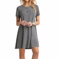 thumbnail image 2 of Vestido Mujer Verano Camiseta Larga Vestido De Manga Corta De Color Sólido, Gris, XL Methold AP001906-09, 2 of 4