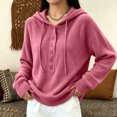 thumbnail image 5 of Sewkxo Womens Hooded Sweater Fashion Button Long Sleeve Wool Soft Pullover Knitted Top,Pink 2XL, 5 of 5