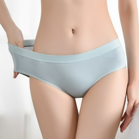

opvise Women Underpants Mid Waist Elastic Soft Breathable Anti-septic Moisture Wicking Slim Fit Panties Yellow L