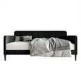 thumbnail image 3 of Home Design Fallon Twin Daybed with Linen Upholstery, Foam Padding, Square Arms, Biscuit-Style Button Tufting, Stylish Seating and Sleeping Solution, Black, 3 of 12