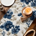thumbnail image 3 of Table Runners 36 Inches Long Dress Scarves, Navy Blue Beige Floral Farmhouse Kitchen/Dining Table Decor Table Runner, Short Coffee Tablerunners, Vintage Farmhouse Floral Leaves 13x36 Inch, 3 of 9