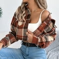 thumbnail image 7 of Oplxuo Flannels for Women Cropped Shacket Jacket Fashion Plaid Button Down Shirt 2025 Fall Coat Tops, 7 of 7