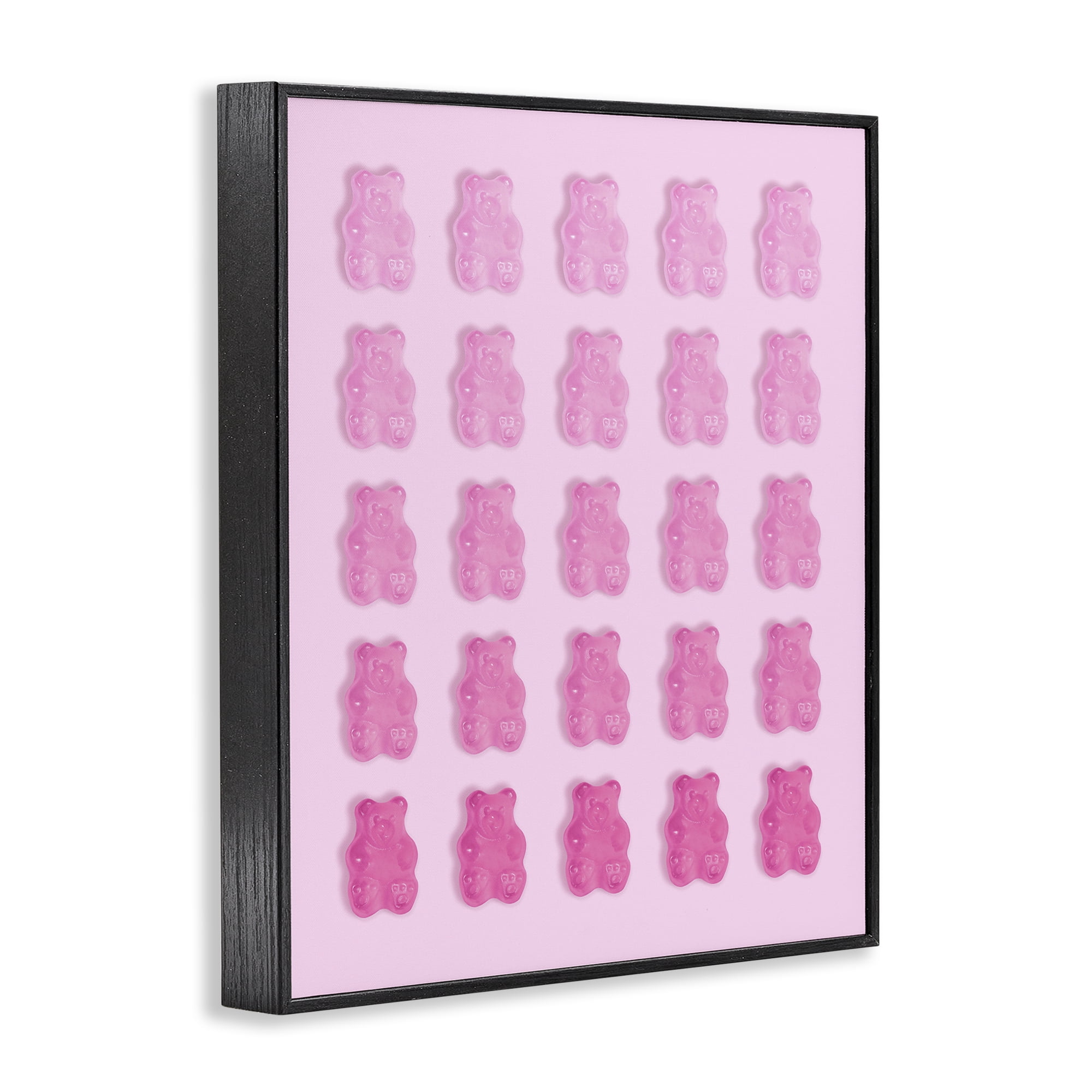 Stupell Industries Gradient Pastel Pink Bears Black Framed Giclee Art, design by LISH Creative
