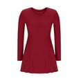 thumbnail image 6 of Enjoytime Womens Dresses Winter Solid Color V-Neck Long Sleeve Midi Dress Casual A Line Elegant Fall Dresses for Women 2025 Red M, 6 of 8
