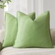 thumbnail image 1 of Chenchen Pack of 2, Decorative Linen Soild Throw Pillow Covers Soft Accent Euro Cushion Case Boho Farmhouse Pillowcase for Chair Couch Sofa Bedroom Living Room Home Decor 18 x 18 Inch Lime Green, 1 of 1