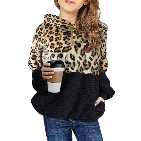 

TUOBARR Toddler Grils Fleece Outwear Boys Zipper Thick Kids Warm Hooded Coat Black(3-9Years)
