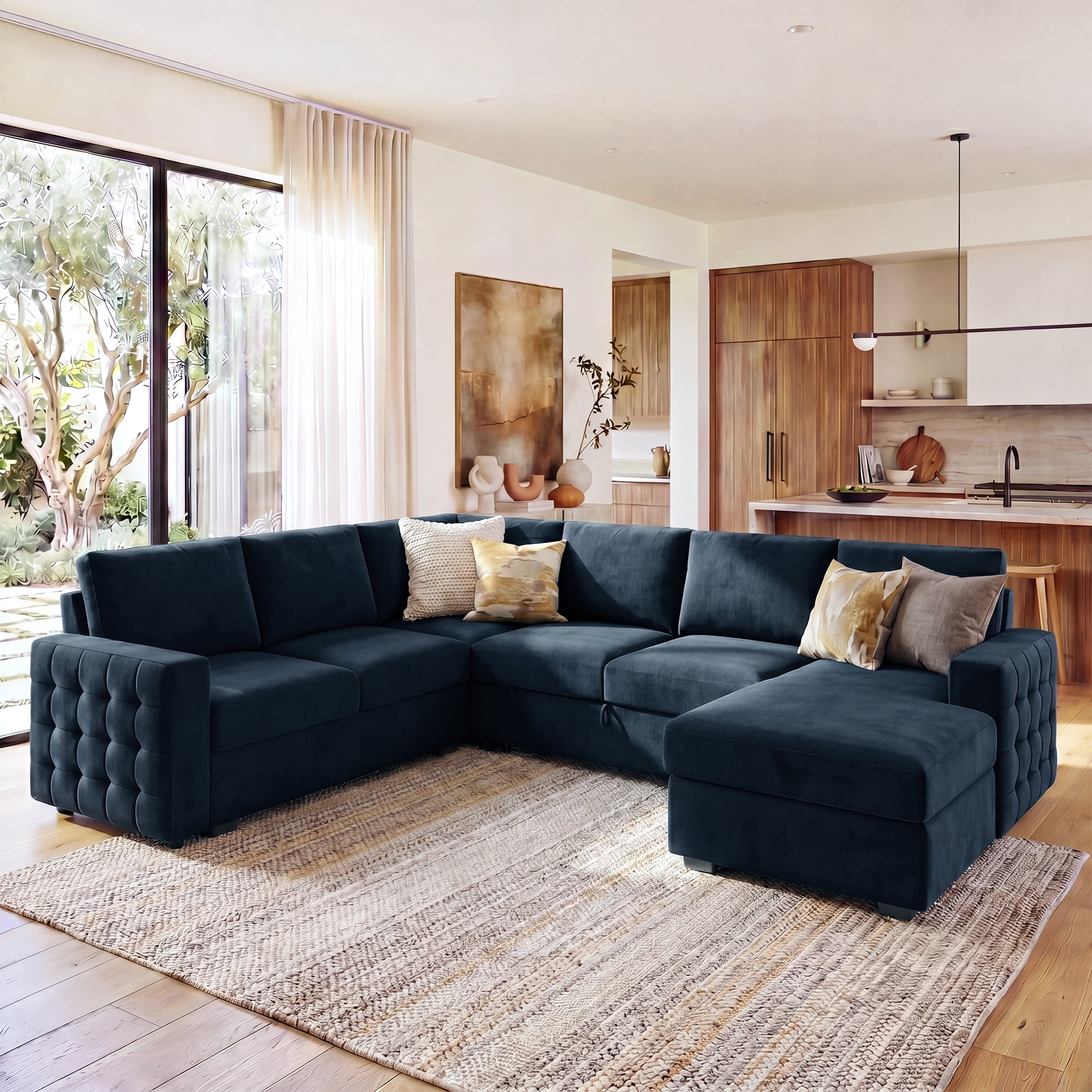 Marrber Convertible Sectional with Pull Out Bed & Storage 