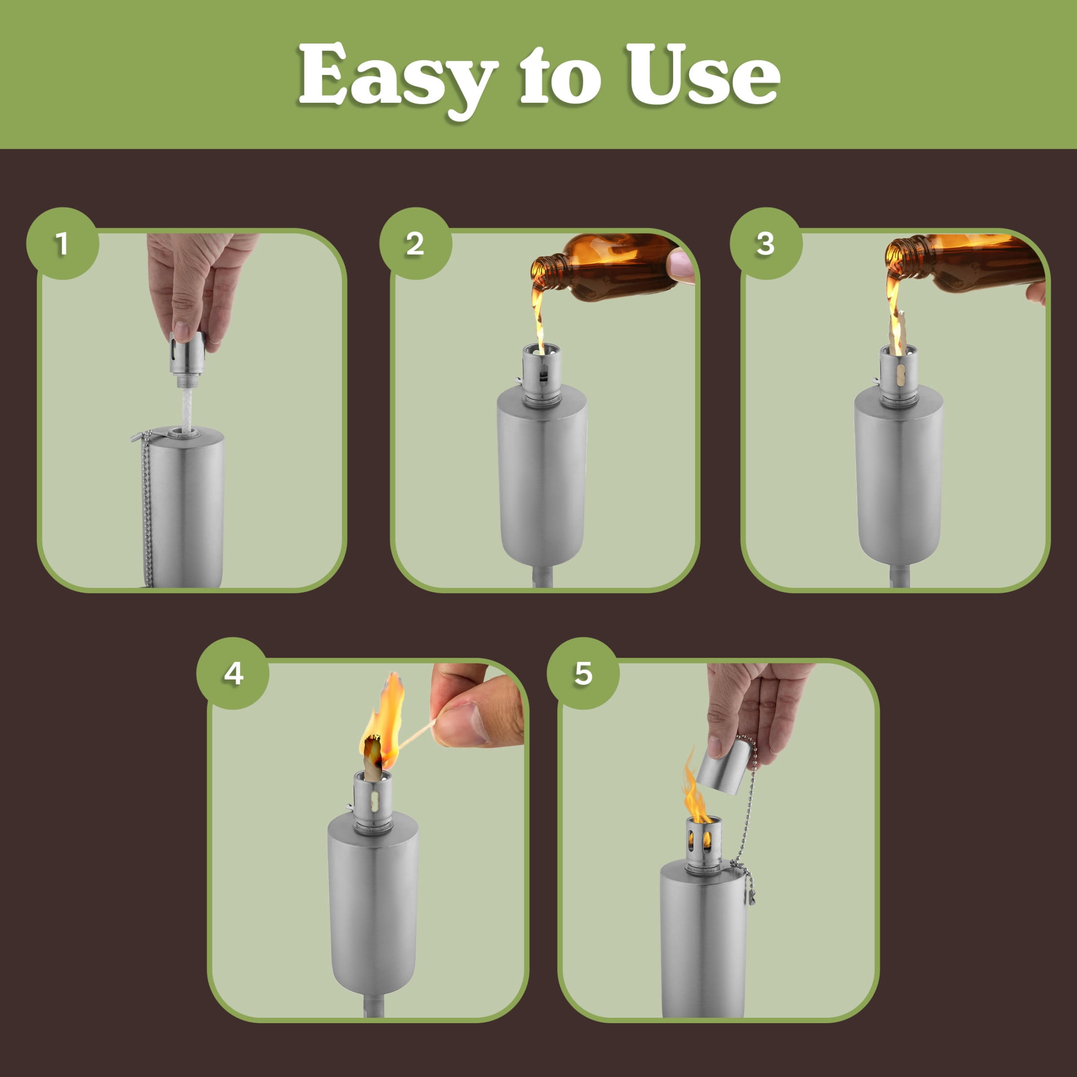 Pure Garden 10.5-Inch Table Torch Lamp 2-Pack - Fiberglass Wick Flame Light
