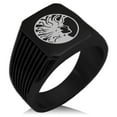 thumbnail image 1 of Stainless Steel Greek Mythology Medusa Needle Stripe Pattern Biker Style Polished Ring, 1 of 1