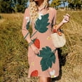 thumbnail image 3 of Sweet Strawberry Peachy Floral Print Women's Fall Dresses Casual Loose Flowy Swing Shift Dress, 3 of 9
