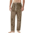 thumbnail image 5 of Dresfit Flannel Pajama Pants Men Fall Fuzzy Pajamas Solid Color Drawstring Sleepwear Lounge Warm Fleece Lined Pant Comfort Thick Plush Bottoms with Pockets Light Brown L, 5 of 9
