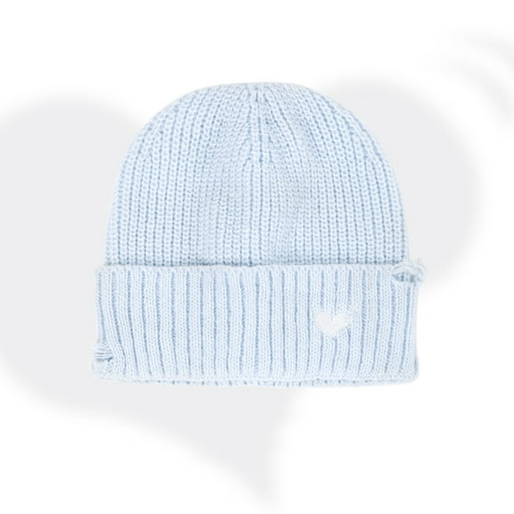 Wowcloth Women Winter Fashion Knit Beanie, Hollow Heart Design, Soft Warm Cozy Oversized, Solid Color Stackable Knit Cap for Cold Weather