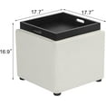 thumbnail image 3 of Joveco Storage Square Ottoman with Tray, Small Fabric Foot Rest Stool Cube, Coffee Table for Dorm Living Room Bedroom, White, 3 of 14