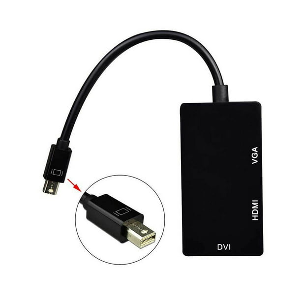 Adaptador de entrada 3 en 1 Mini DisplayPort 1.2 a VGA DVI HDMI 4Kx3K Thunderbolt para conexion de TV de computadora Inevent DZ1548 02B Bodega Aurrera en linea