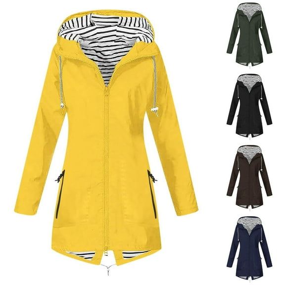 Zedker Rain Jacket for Women Lightweight Long Hooded Raincoat Waterproof Outdoor Travel Hiking Windbreaker Trench Coats