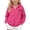 Hot Pink-1, variant on Girls Full Zip Hoodie Long Sleeve Sweatshirt Jackets Solid Color,Zip Up Sweatshirt Jacket,Bow Tie Print,Girls Hoodies,Casual,School,Loose,for Kids Aged 5-14 Years