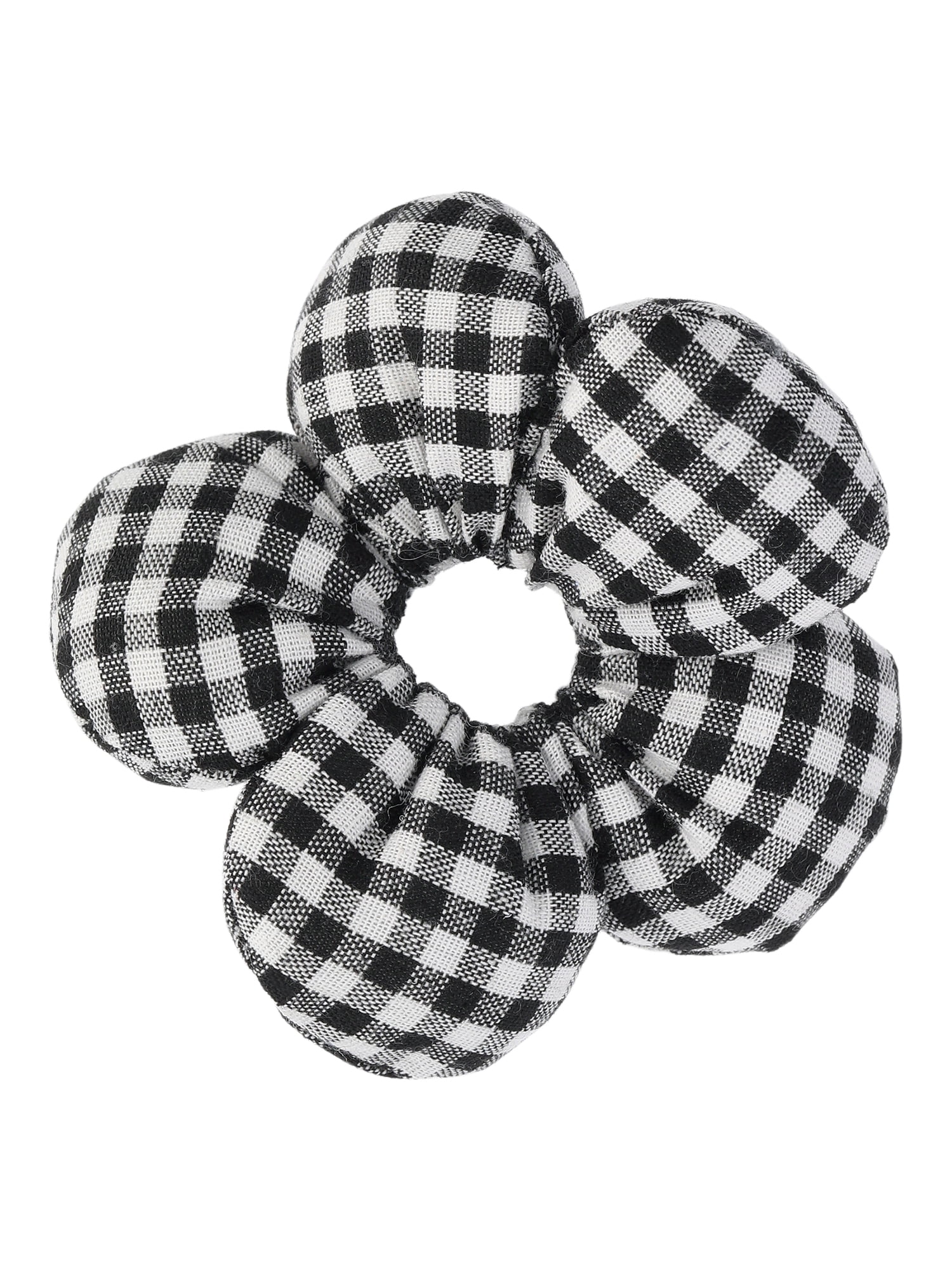 Weekend Academy Girls Gingham Flower Scrunchie, Black/White