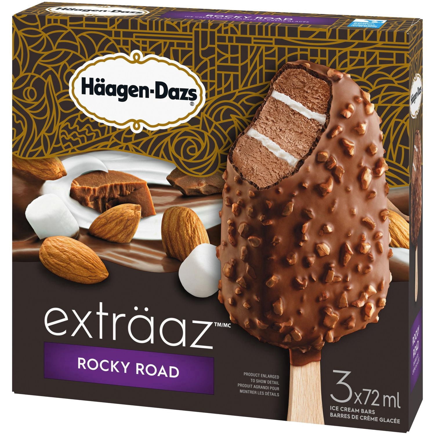 Barres de crème glacée HÄAGEN-DAZS® Exträaz(MC) Rocky Road 3 x 72 ml