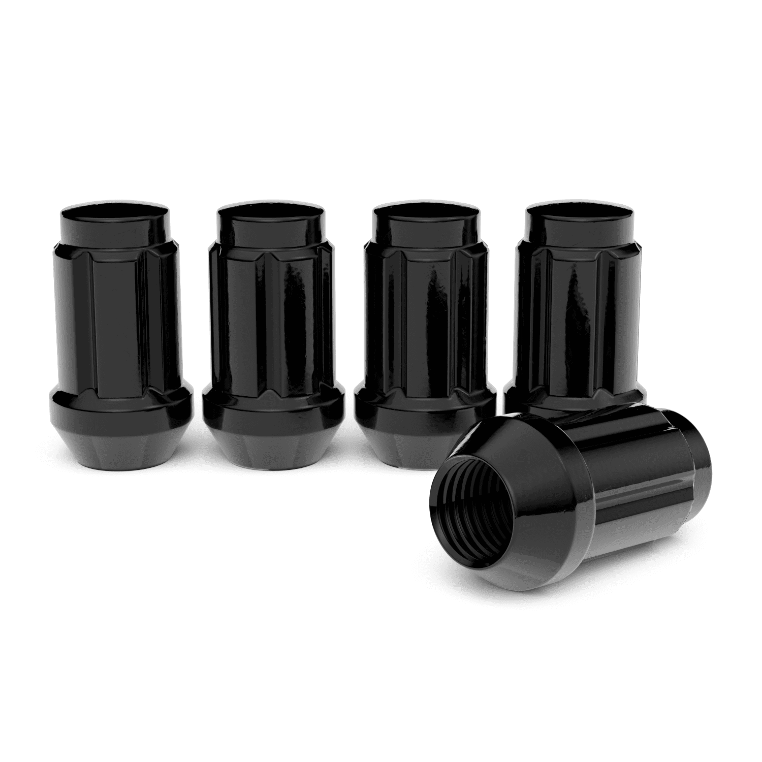 StanceMagic 20pcs Black Spline 12x1.25 Tuner Lug Nuts - Closed End, Cone Seat, 1.4" Length, 0.78" Width - Includes Socket Key 3/4" (19mm) Hex - Compatible with Nissan Infiniti Subaru Scion FR-S FRS