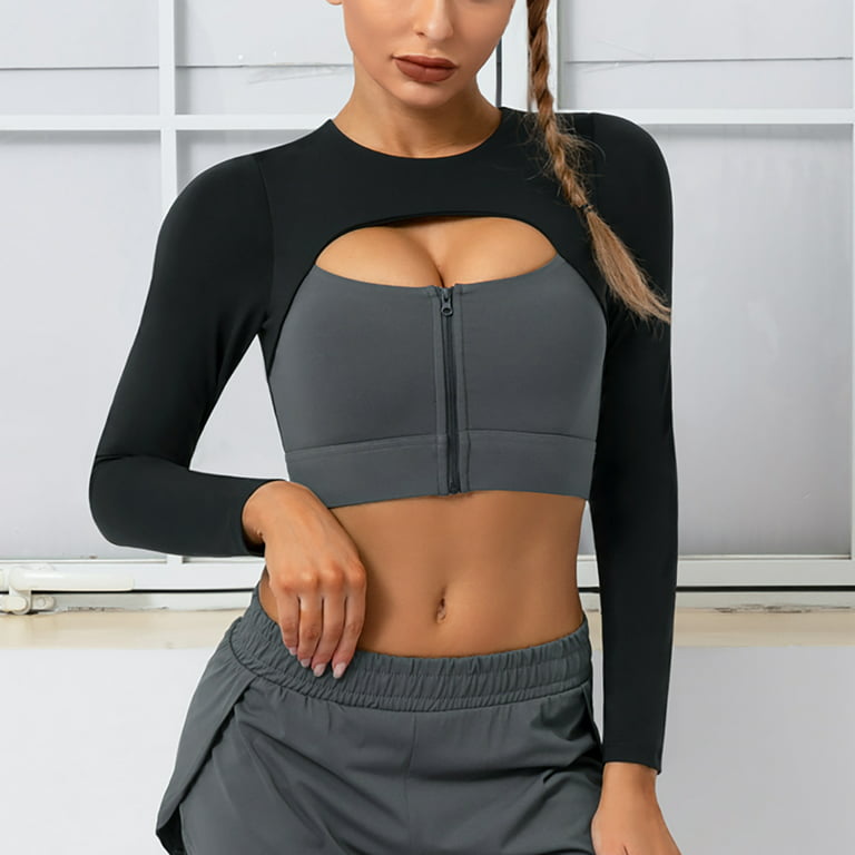 Workout Tops for Women Seamless Cutout Yoga Crop Tees Sleeveless/Short  Sleeve Colorblock Fashion Sexy Sportswear 