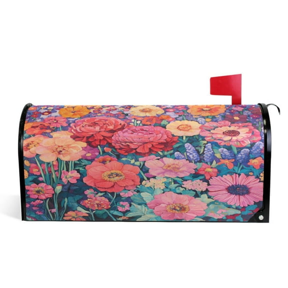 Ryvnso Mailbox Cover Spring Flowers Magnetic Mailbox Wrap Standard Size 21x18 Inch