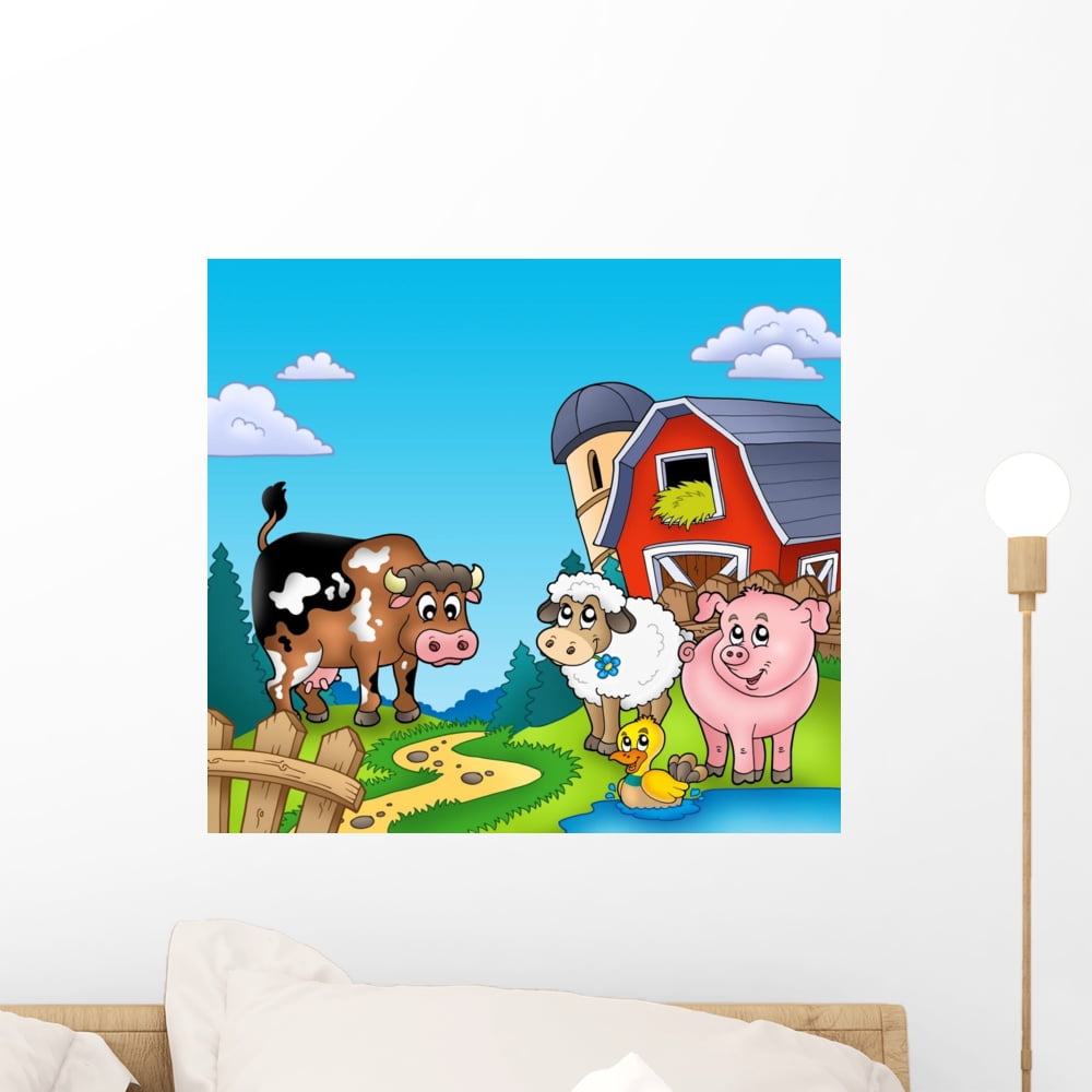 Red Barn with Farm Wall Mural by Wallmonkeys Peel and Stick Graphic (18