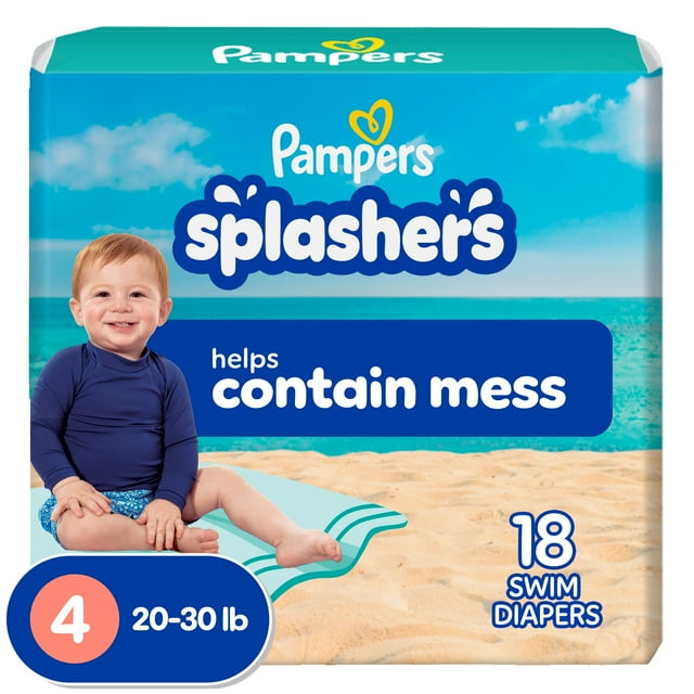 Pampers Splashers Swim Diapers, Size 4, Disposable Baby Swim Diapers