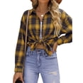thumbnail image 3 of Fantaslook Plaid Flannel Shirts for Women Oversized Long Sleeve Button Down Shirts Blouses Tops, 3 of 9