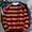 Orange, variant on MTBLYS Long Sleeve Top Trendy Women Fashionable Crew Neck Striped Print Blouse Loose Tee Lightweight Loose Fit Button Tunic T Shirts Tops Going Out Tops