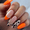 Pumpkin Warm Orange Color, variant on Fofosbeauty 24 pcs Almond Nails Designs 2022, Medium Press on Nails Tips, French Light Green Daisy White