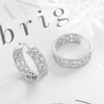 thumbnail image 3 of Amy and Annette Filigree Flower Hoop Earrings, 14K White Gold-Plated, with crystals, 3 of 5
